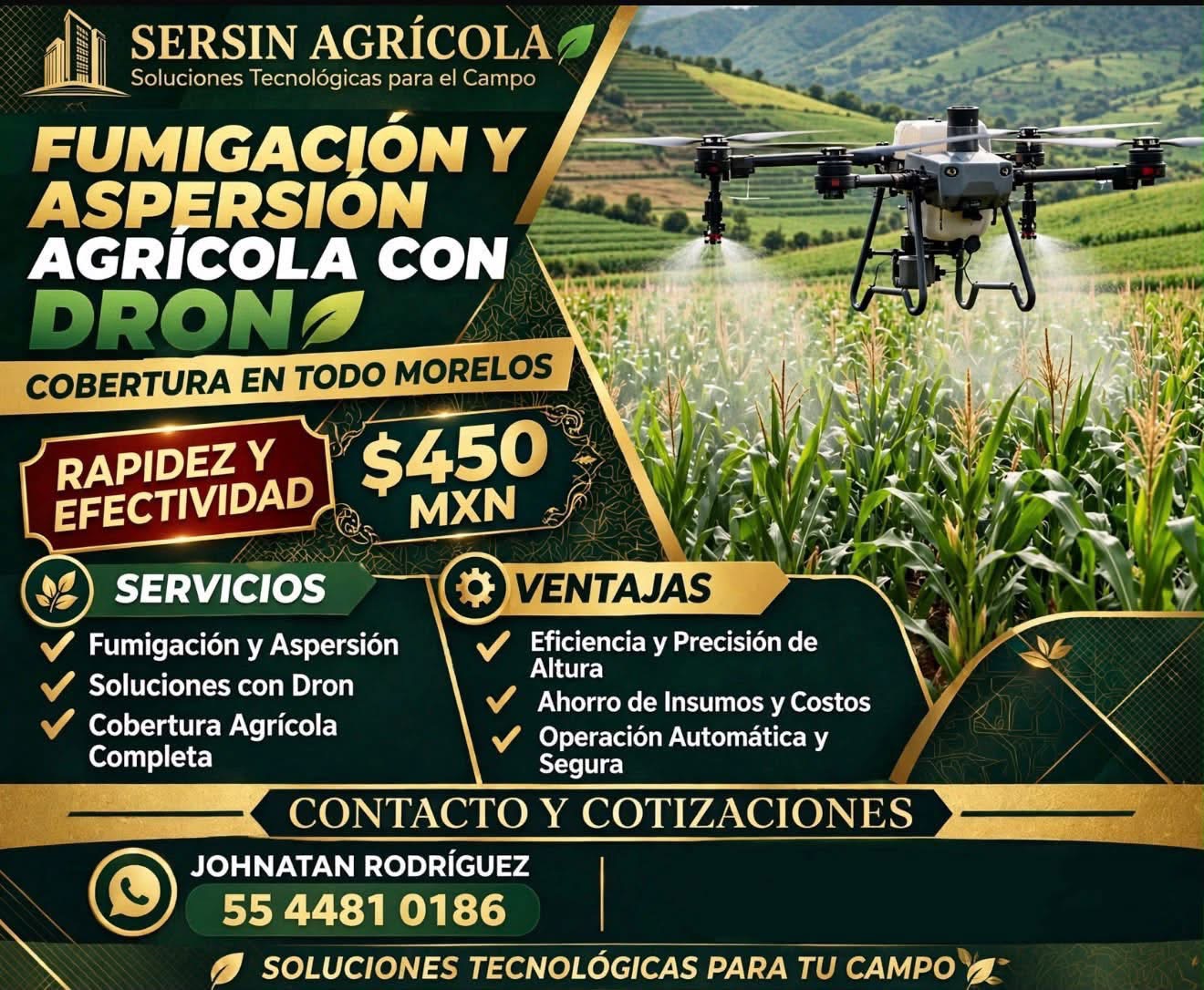 Promoción Sersin Agrícola fumigación y aspersión